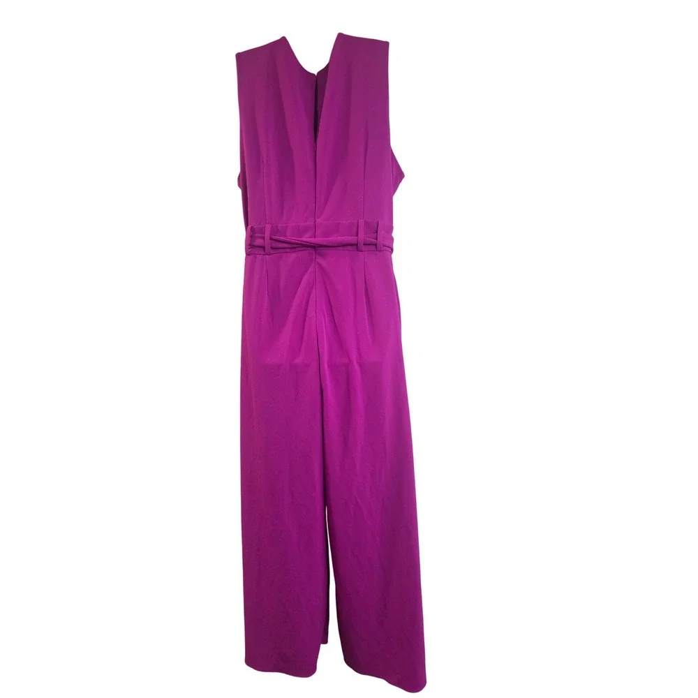 Shelby & Palmer Womens 18W Magenta Surplice V-Neck Wide Leg Jumpsuit NWT 9J710